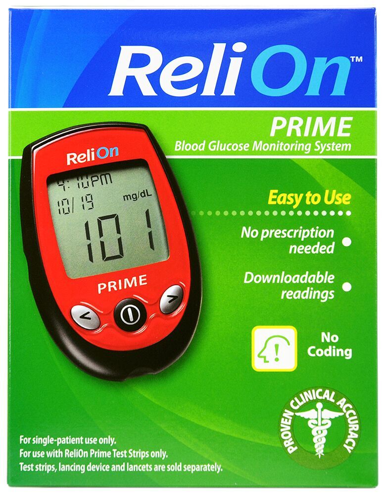 Sistema de monitoreo de glucosa en sangre ReliOn Prime, rojo